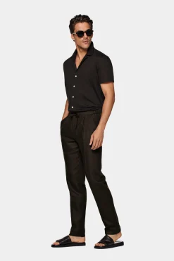 SUITSUPPLY Ames Hose Dunkelbraun Kordelzug-Männlich Jeans & Casual Hosen