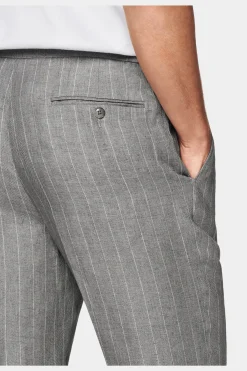 SUITSUPPLY Ames Hose Hellgrau Gestreift Kordelzug-Männlich Jeans & Casual Hosen