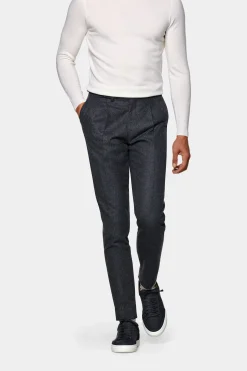 SUITSUPPLY Braddon Hose Mittelgrau Mit Bundfalte-Männlich Elegante Hosen