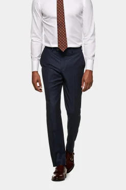 SUITSUPPLY Brescia Anzughose Blau Birdseye-Muster-Männlich Anzughosen