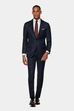 SUITSUPPLY Brescia Anzughose Blau Birdseye-Muster-Männlich Anzughosen