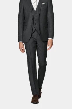 SUITSUPPLY Brescia Anzughose Dunkelgrau Birdseye-Muster-Männlich Anzughosen