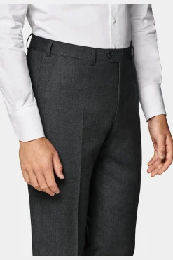 SUITSUPPLY Brescia Anzughose Dunkelgrau Birdseye-Muster-Männlich Anzughosen