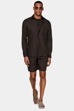 SUITSUPPLY Casual Set Dunkelbraun-Männlich Leinenanzüge