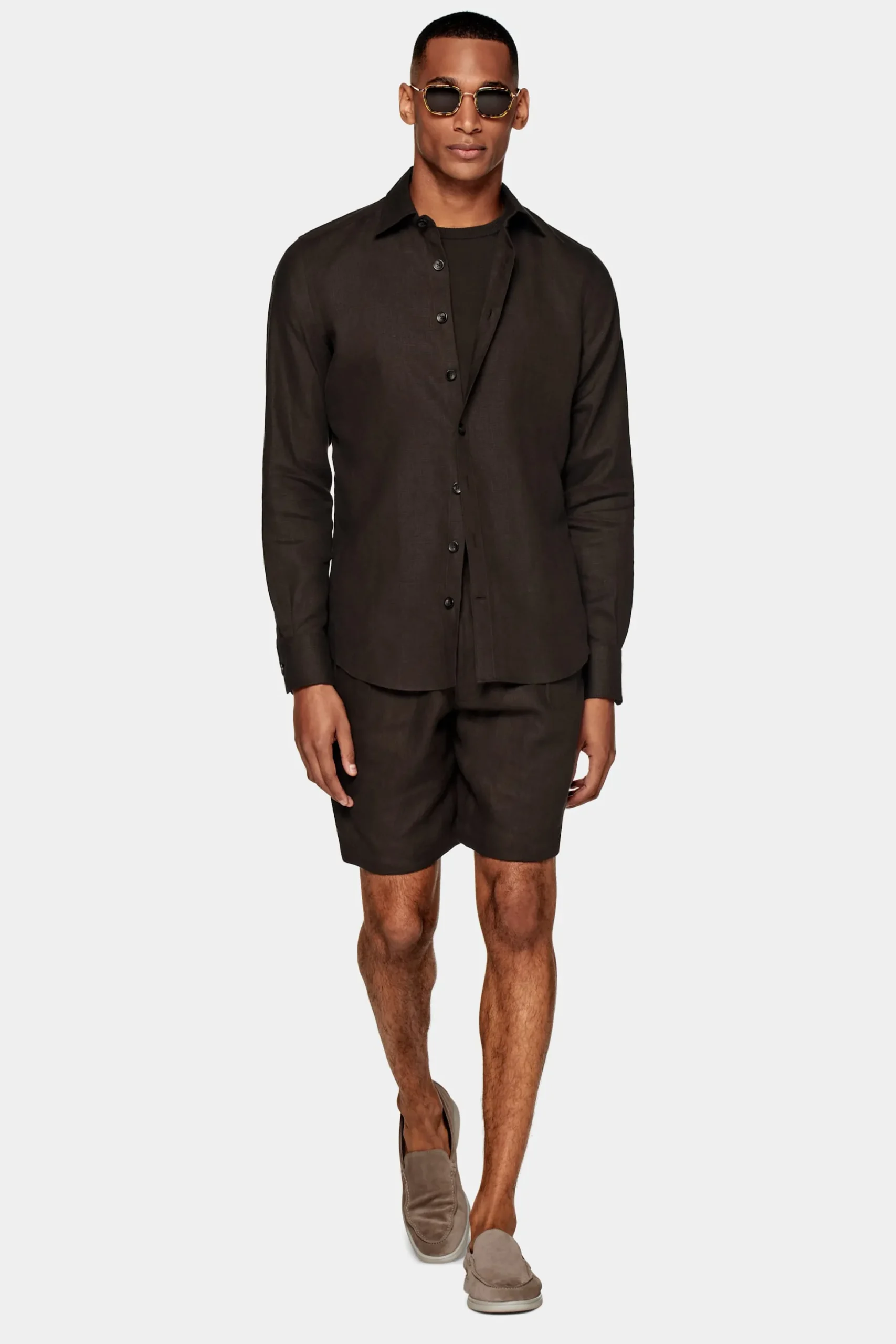 SUITSUPPLY Casual Set Dunkelbraun-Männlich Leinenanzüge