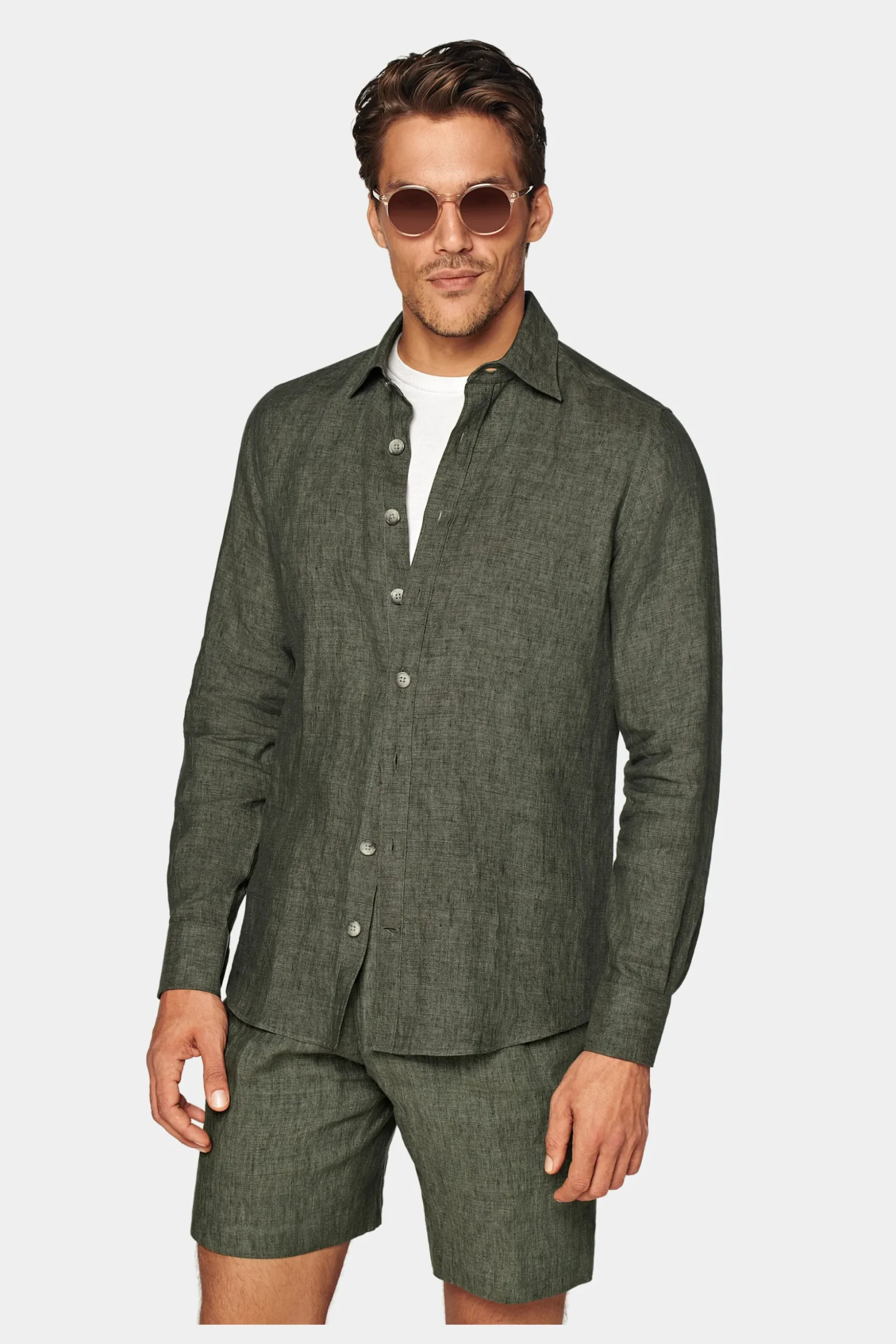 SUITSUPPLY Casual Set Grün-Männlich Leinenanzüge