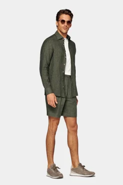 SUITSUPPLY Casual Set Grün-Männlich Leinenanzüge