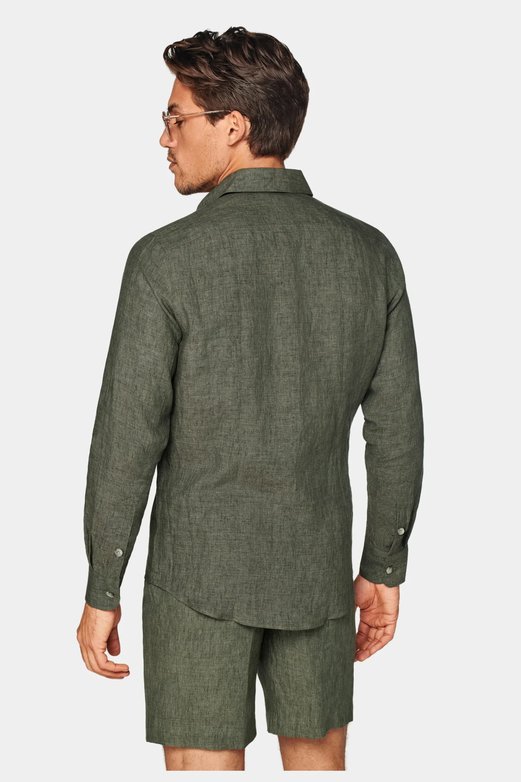 SUITSUPPLY Casual Set Grün-Männlich Leinenanzüge
