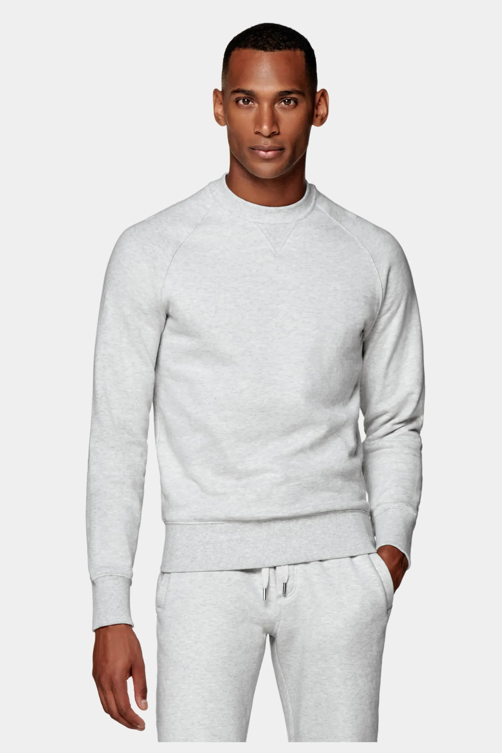 SUITSUPPLY Casual Set Hellgrau-Männlich Rundhals