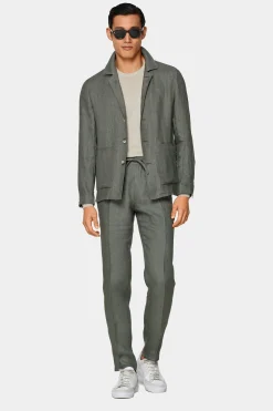SUITSUPPLY Casual Set Mittelgrün-Männlich Leinenanzüge