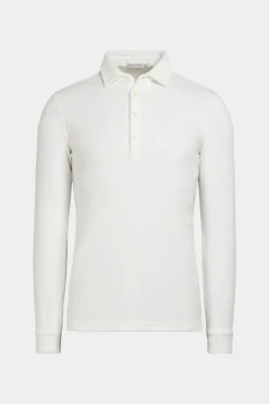 SUITSUPPLY Casual Set Poloshirt Langarm Weiß-Männlich Poloshirts