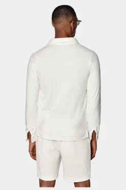 SUITSUPPLY Casual Set Poloshirt Langarm Weiß-Männlich Poloshirts