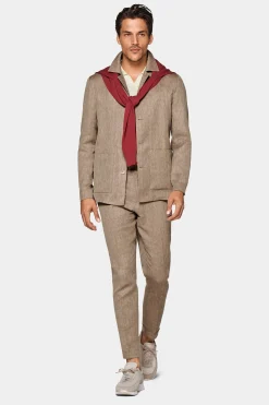 SUITSUPPLY Casual Set Taupe-Männlich Leinenanzüge