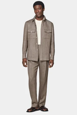 SUITSUPPLY Casual Set Taupe-Männlich Leinenanzüge