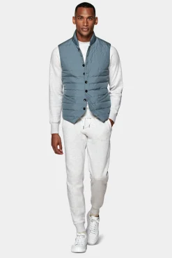 SUITSUPPLY Daunenweste Mittelblau-Männlich Westen