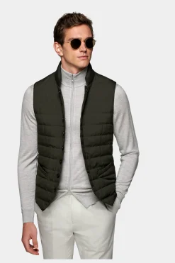 SUITSUPPLY Daunenweste Mittelgrün-Männlich Westen