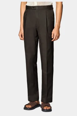 SUITSUPPLY Duca Hose Dunkelbraun Bundfalte-Männlich Elegante Hosen