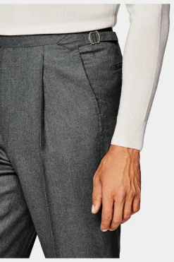 SUITSUPPLY Duca Hose Mittelgrau Bundfalte-Männlich Elegante Hosen