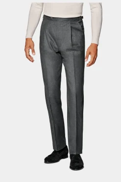SUITSUPPLY Duca Hose Mittelgrau Bundfalte-Männlich Elegante Hosen