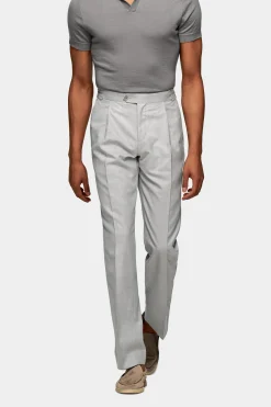 SUITSUPPLY Duca Hose Mittelgrau Bundfalte-Männlich Elegante Hosen