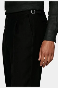 SUITSUPPLY Duca Hose Schwarz Bundfalte-Männlich Elegante Hosen