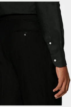 SUITSUPPLY Duca Hose Schwarz Bundfalte-Männlich Elegante Hosen