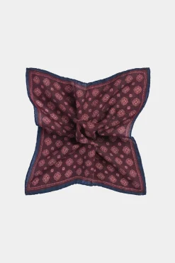 SUITSUPPLY Einstecktuch Dunkelrot Florales Muster-Männlich Einstecktücher