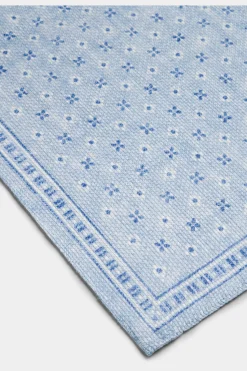 SUITSUPPLY Einstecktuch Hellblau Florales Muster-Männlich Einstecktücher
