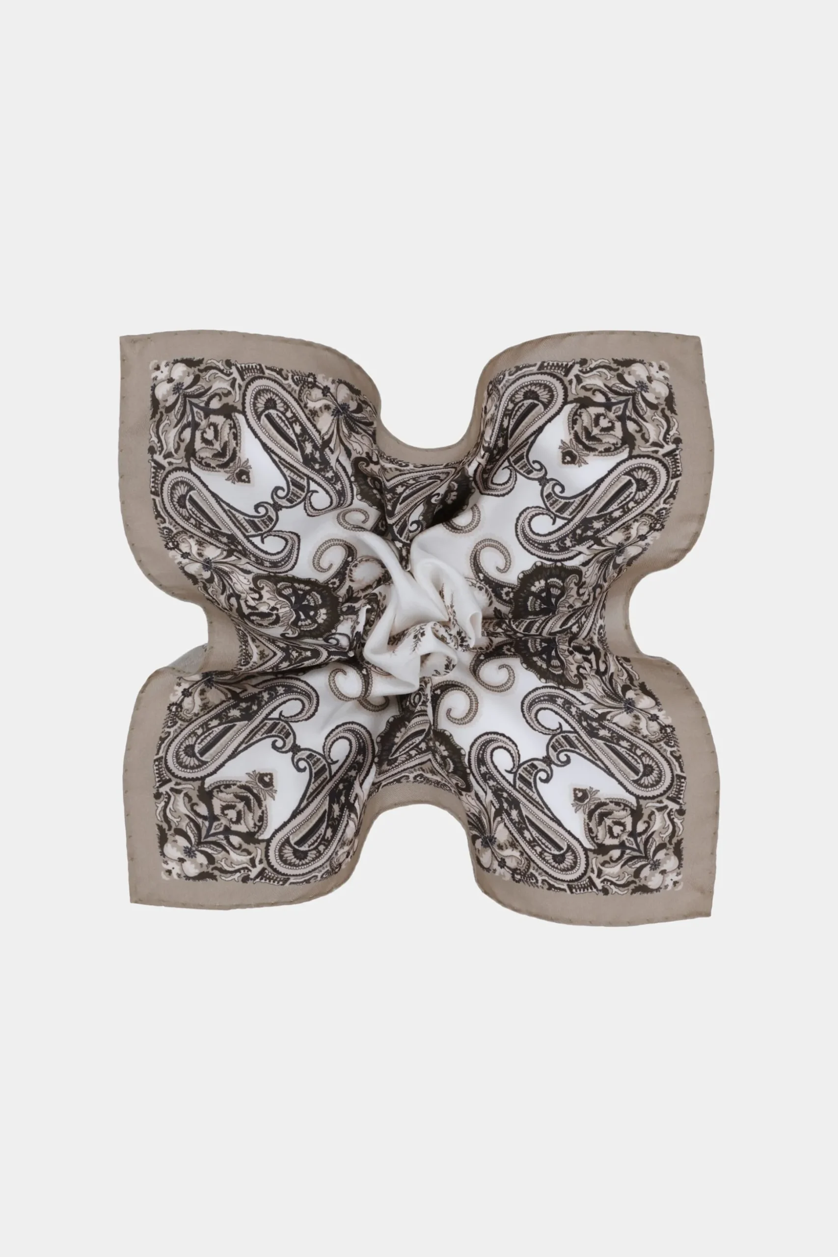 SUITSUPPLY Einstecktuch Hellbraun Paisley-Muster-Männlich Einstecktücher
