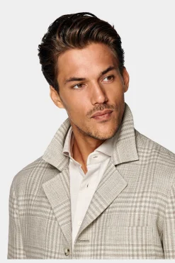 SUITSUPPLY Greenwich Hemd-Sakko Hellbraun Kariert-Männlich Hemd-Sakkos