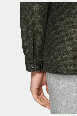 SUITSUPPLY Greenwich Hemd-Sakko Mittelgrün Hahnentrittmuster-Männlich Hemd-Sakkos