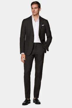 SUITSUPPLY Havana Anzug Dreiteiler Dunkelbraun-Männlich Casual Anzüge