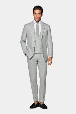 SUITSUPPLY Havana Anzug Dreiteiler Hellgrau-Männlich Casual Anzüge