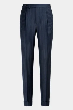 SUITSUPPLY Havana Anzug Dreiteiler Mittelblau Gestreift-Männlich Business Anzüge