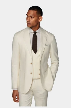 SUITSUPPLY Havana Anzug Dreiteiler Off-White-Männlich Casual Anzüge