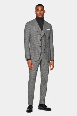 SUITSUPPLY Havana Anzug Dreiteiler Schwarz Hahnentrittmuster-Männlich Casual Anzüge