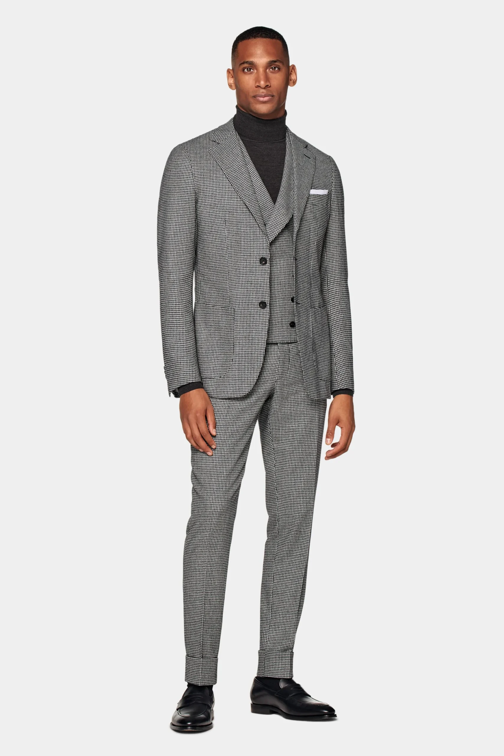 SUITSUPPLY Havana Anzug Dreiteiler Schwarz Hahnentrittmuster-Männlich Casual Anzüge
