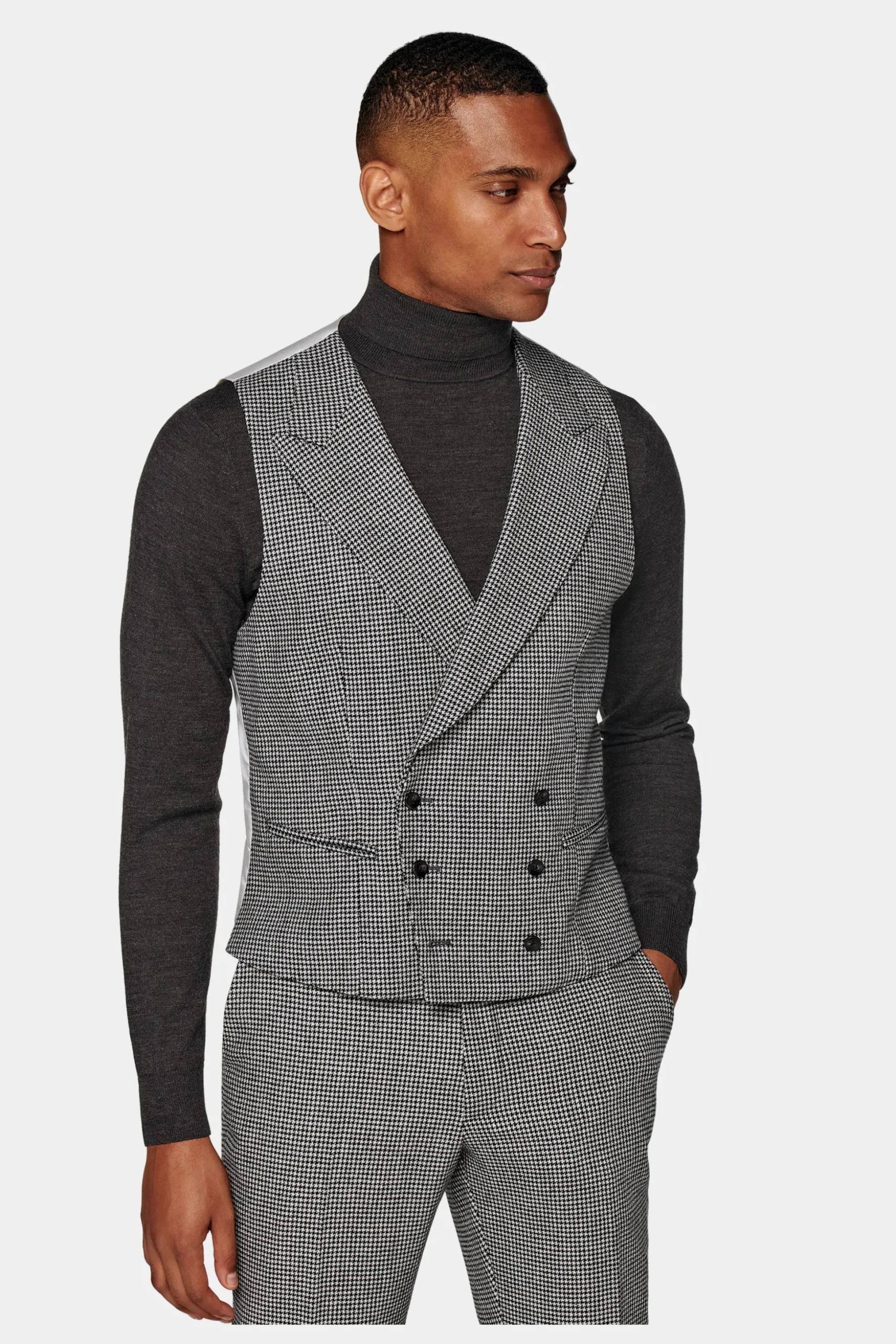 SUITSUPPLY Havana Anzug Dreiteiler Schwarz Hahnentrittmuster-Männlich Casual Anzüge