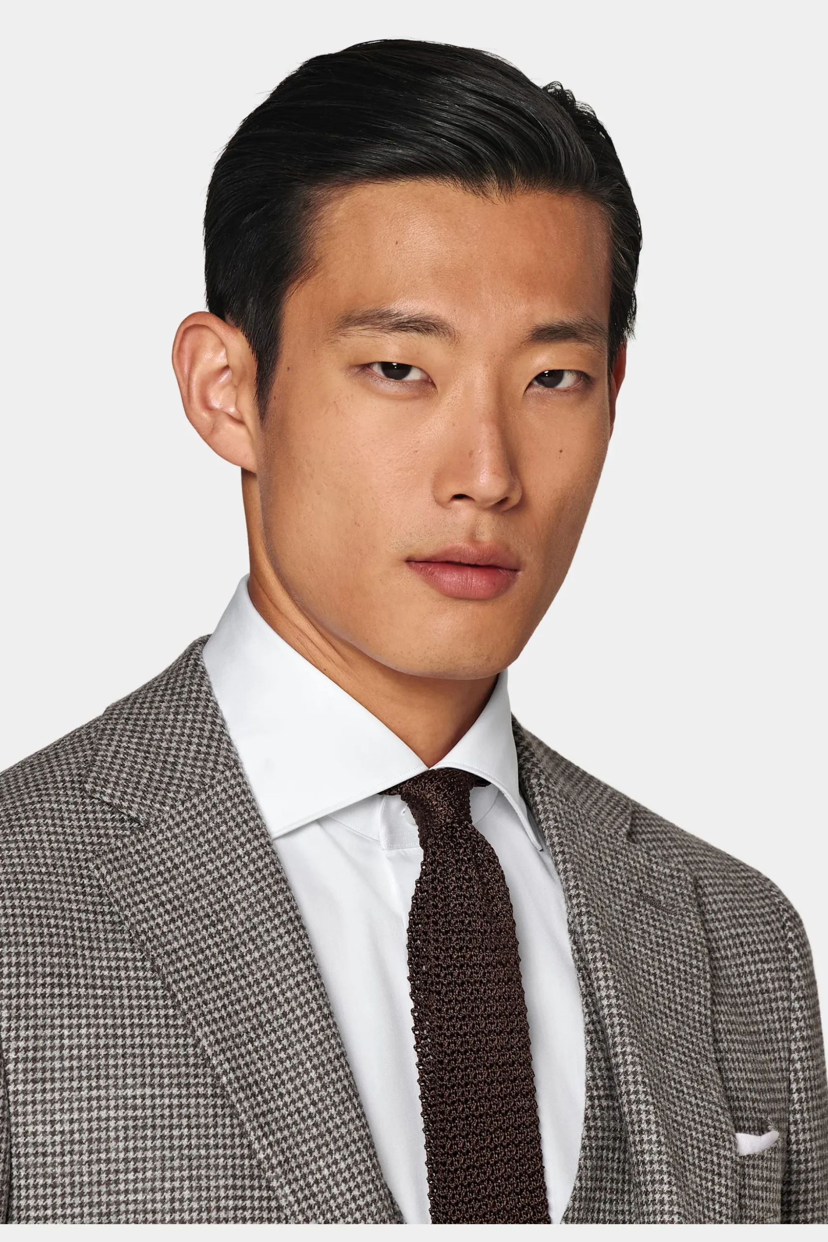 SUITSUPPLY Havana Anzug Dreiteiler Taupe Hahnentrittmuster-Männlich Casual Anzüge