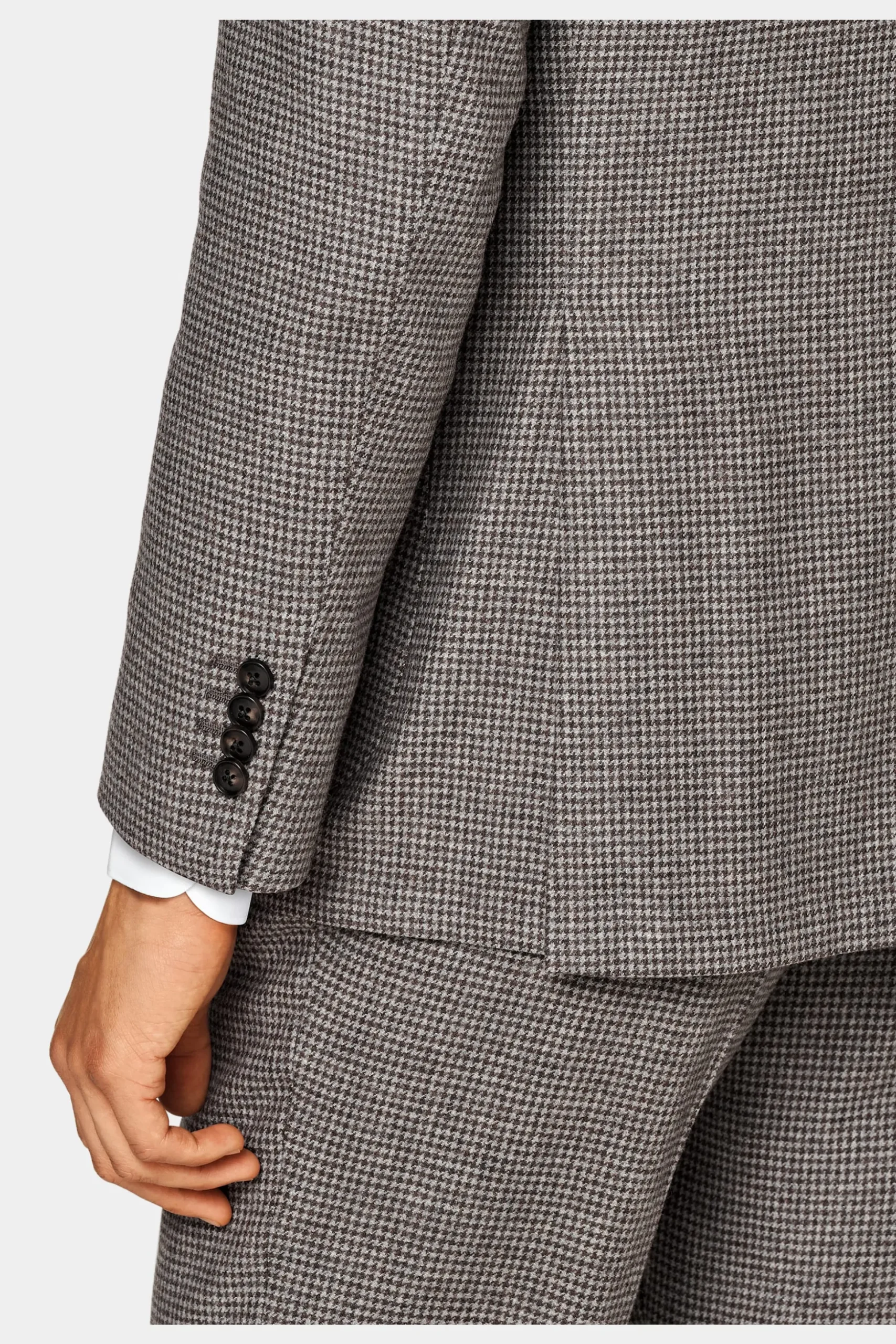 SUITSUPPLY Havana Anzug Dreiteiler Taupe Hahnentrittmuster-Männlich Casual Anzüge