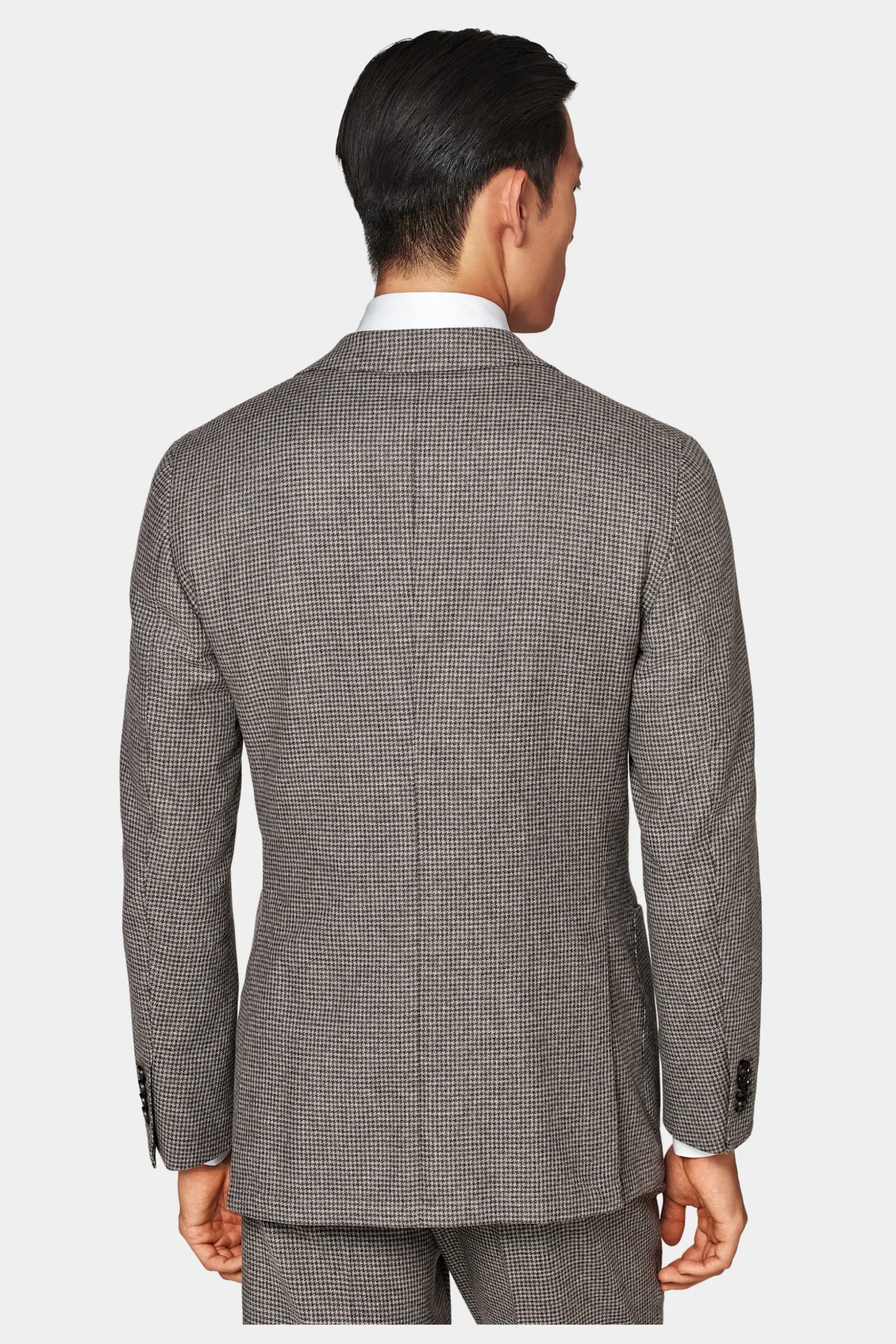 SUITSUPPLY Havana Anzug Dreiteiler Taupe Hahnentrittmuster-Männlich Casual Anzüge