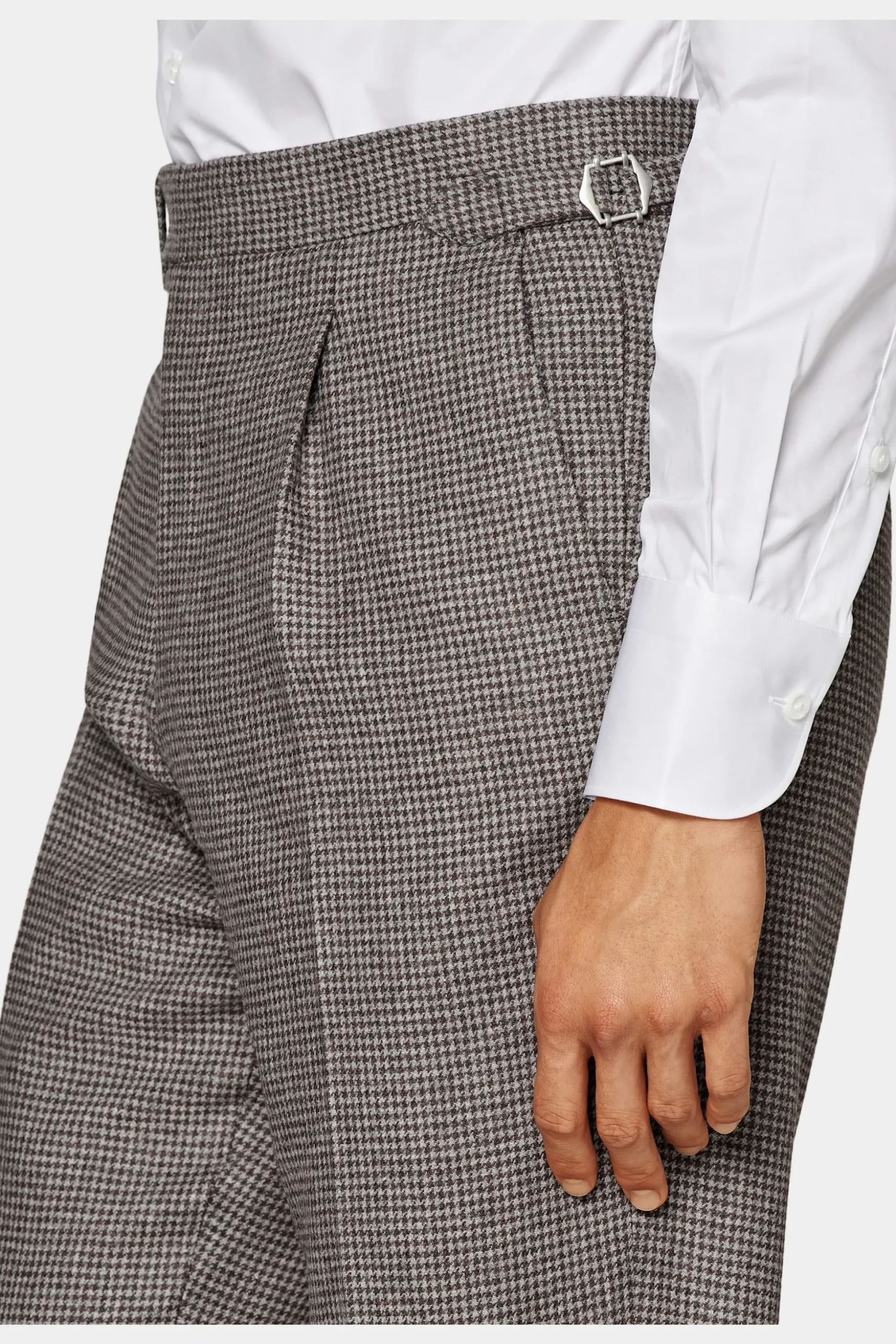 SUITSUPPLY Havana Anzug Dreiteiler Taupe Hahnentrittmuster-Männlich Casual Anzüge