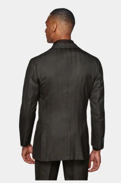 SUITSUPPLY Havana Anzug Dunkelbraun Fischgrätmuster-Männlich Casual Anzüge