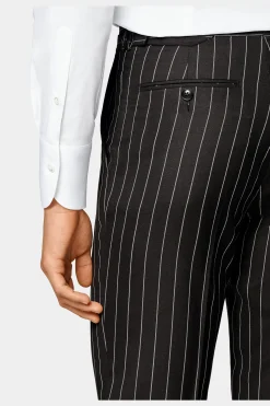SUITSUPPLY Havana Anzug Dunkelbraun Gestreift-Männlich Casual Anzüge