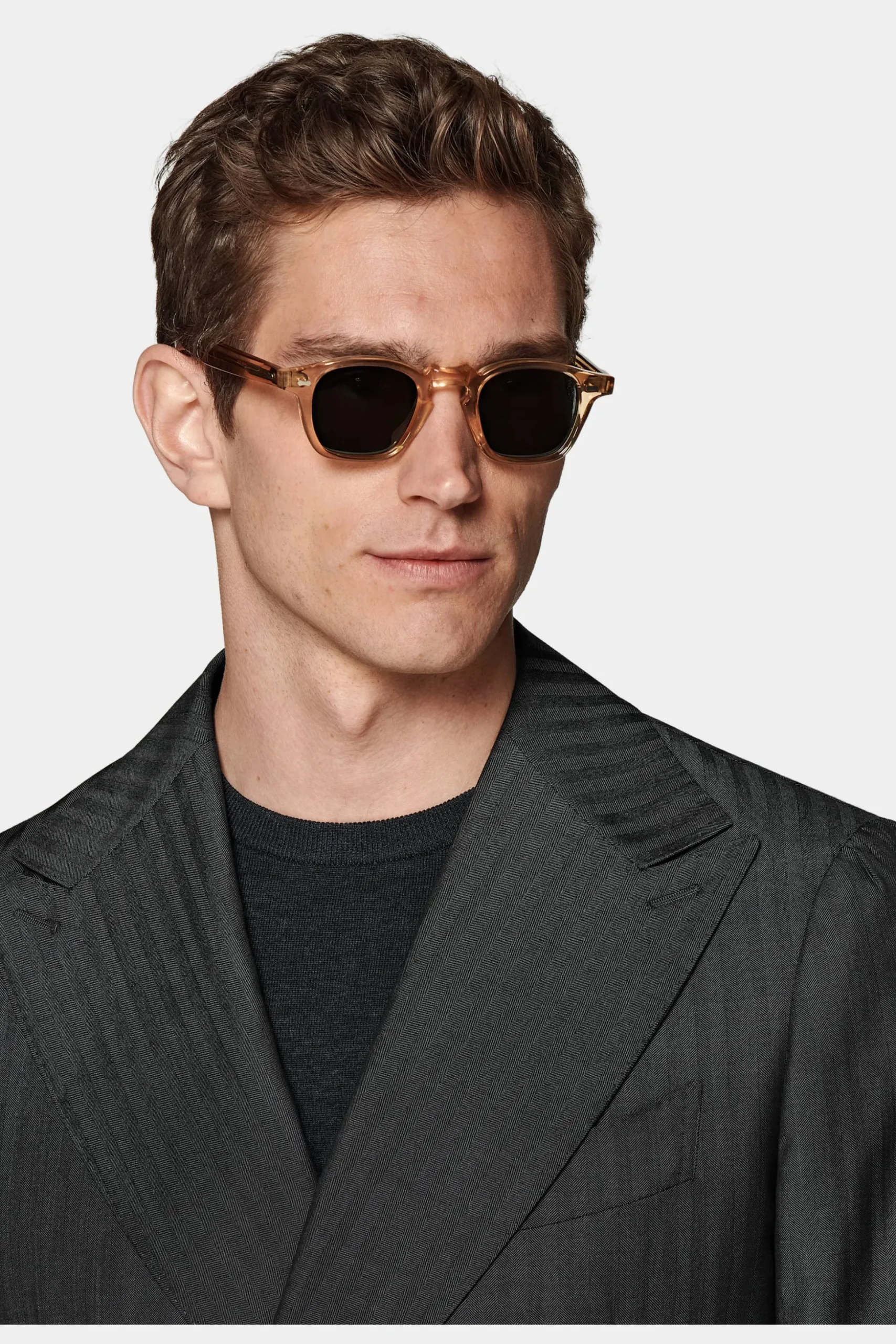 SUITSUPPLY Havana Anzug Dunkelgrau Fischgrätmuster-Männlich Business Anzüge