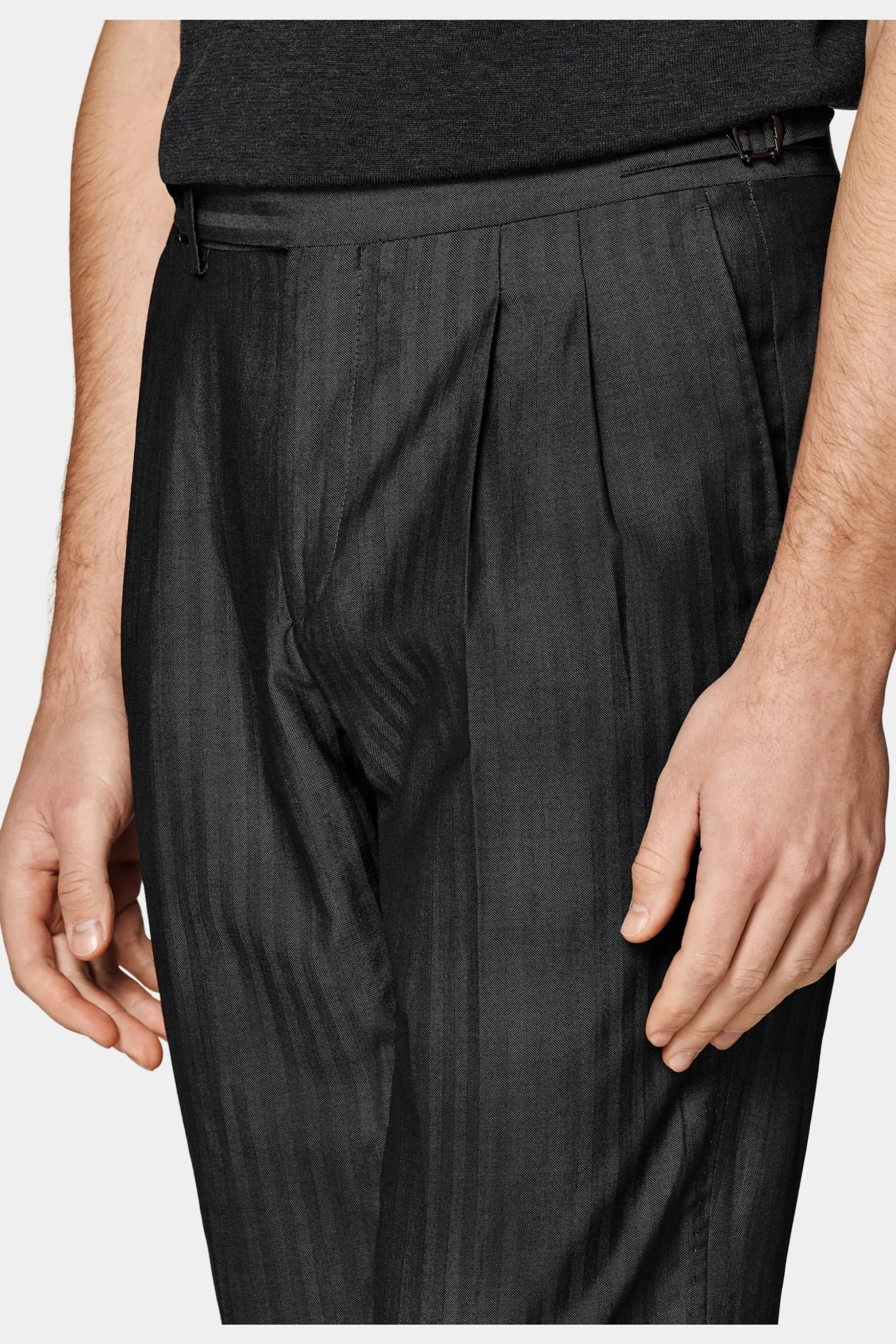 SUITSUPPLY Havana Anzug Dunkelgrau Fischgrätmuster-Männlich Business Anzüge