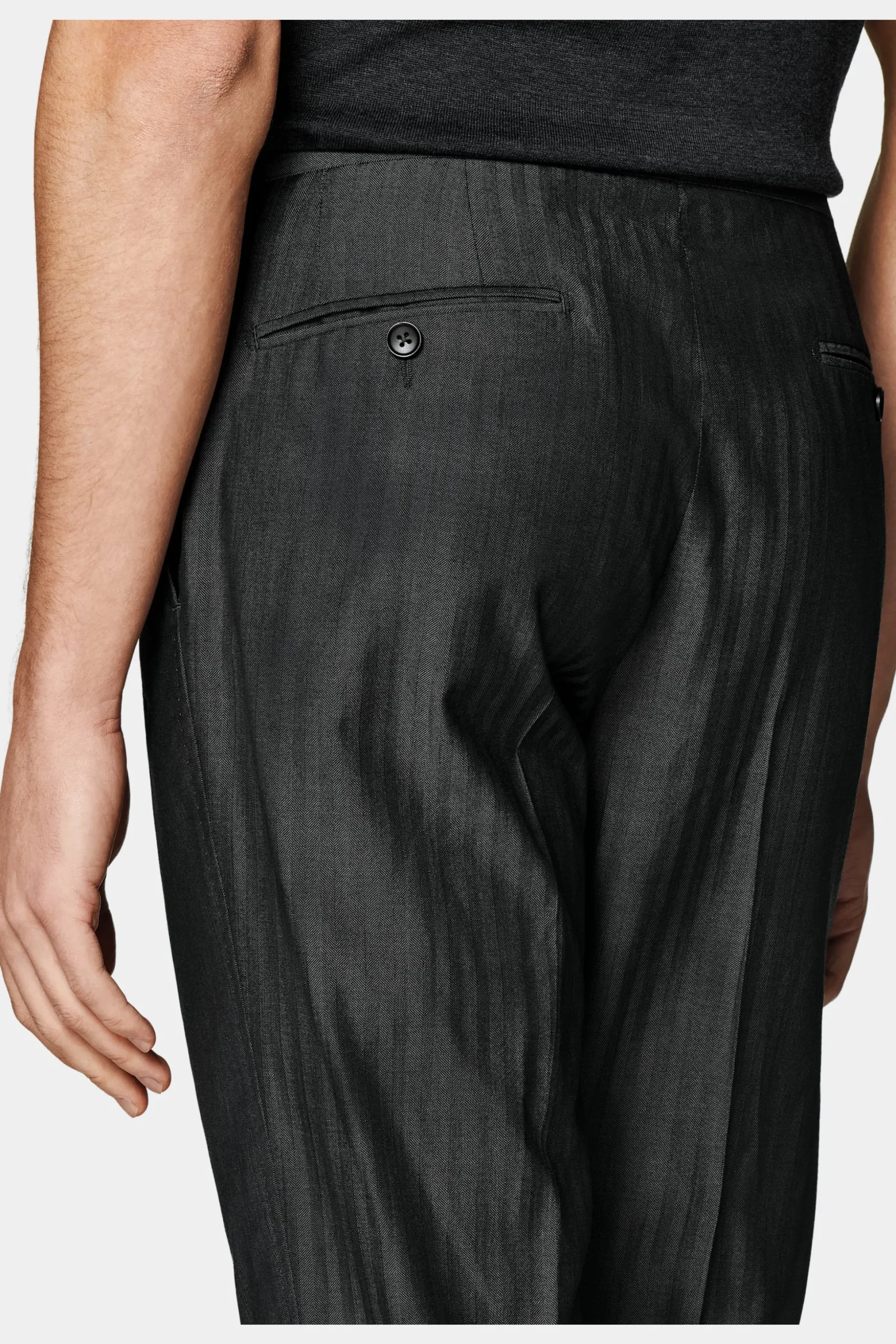 SUITSUPPLY Havana Anzug Dunkelgrau Fischgrätmuster-Männlich Business Anzüge