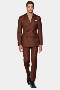 SUITSUPPLY Havana Anzug Dunkelorange Fischgrätmuster-Männlich Business Anzüge