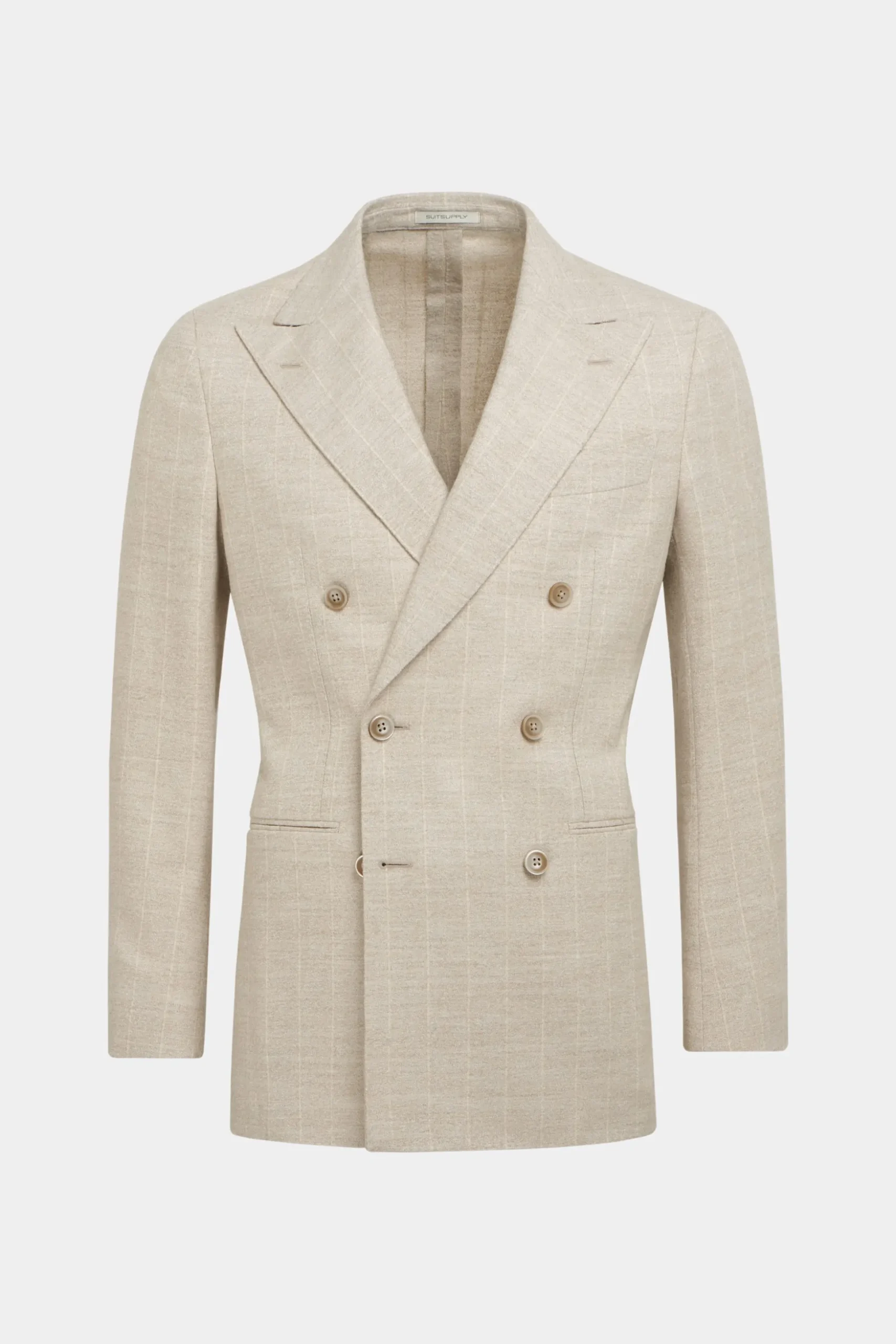 SUITSUPPLY Havana Anzug Hellbraun Gestreift-Männlich Casual Anzüge