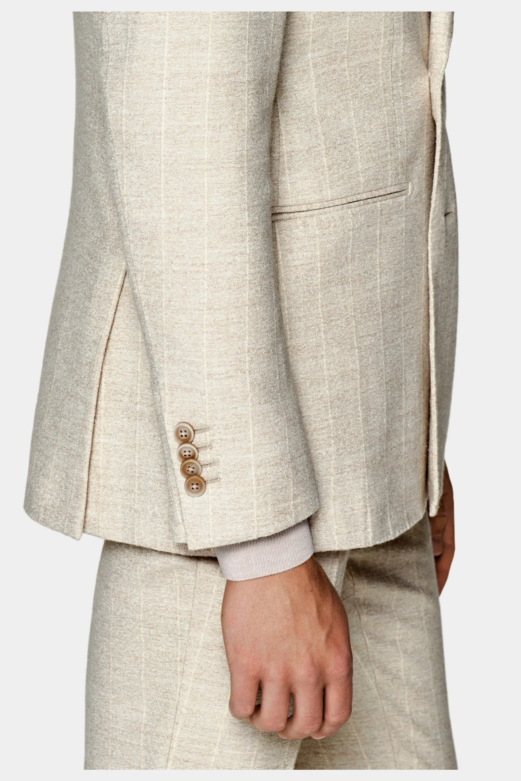 SUITSUPPLY Havana Anzug Hellbraun Gestreift-Männlich Casual Anzüge